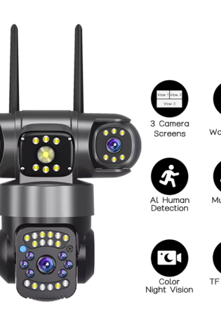 V380 SC28 Outdoor Waterproof CCTV Camera – 4G/WiFi Triple Lens 2+2+2MP