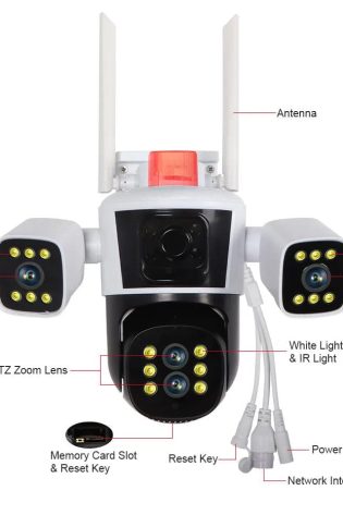 WQJ839 3-Lens WiFi PTZ Camera | Outdoor CC Camera Price in Bangladesh